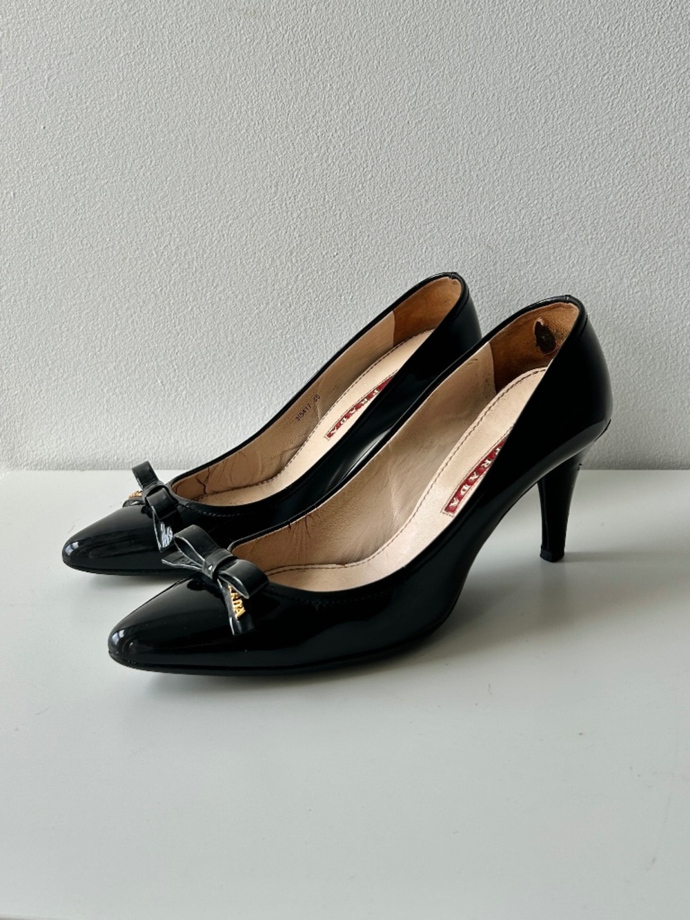 PRADA black kitten heels with bow *AUTHENTICATED*